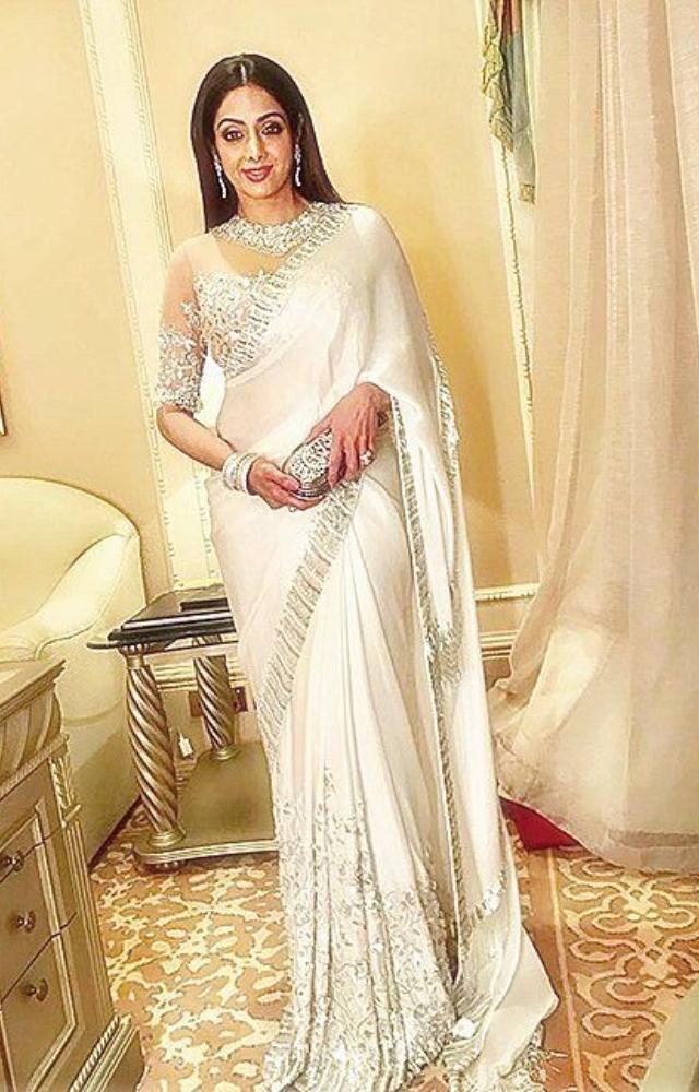 Sridevi was a vision in this stunning white Manish Malhotra saree